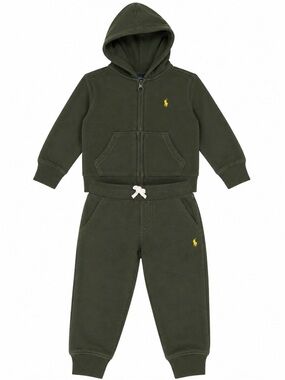 Polo by Ralph Lauren Boys Olive Green Zip Hoodie and Jogger Set.  size 2/2T